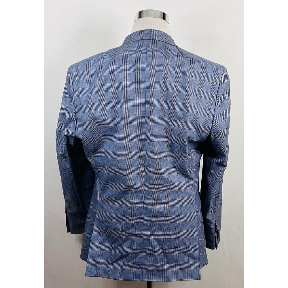 Tommy Hilfiger 44R Sport Coat Blue Glen Plaid 100% Cotton Two Button Vented - Picture 6 of 8